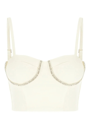 Purple Brand crystal-embellished bustier top - White