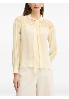 Patrizia Pepe lace tie-neck blouse - Yellow