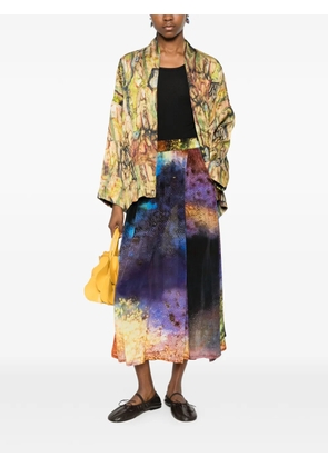 YAVI panelled printed midi skirt - Black