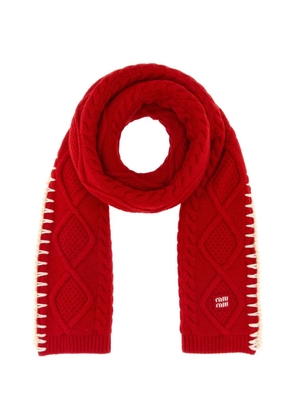 Miu Miu whipstitched cable-knit scarf - Red