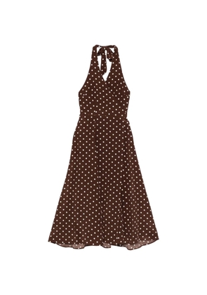 P.A.R.O.S.H. polka-dot halterneck midi dress - Brown
