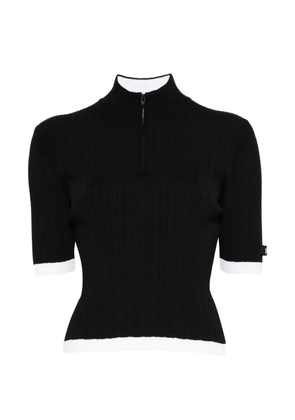 Juun.J zip ribbed T-shirt - Black