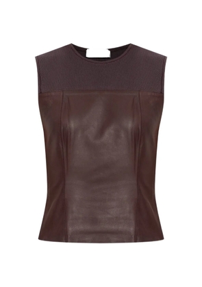 SAMSOE SAMSOE Sapia ribbed-detail lambskin top - Brown