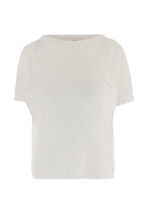 Bruno Manetti crew-neck sequined sweater - White