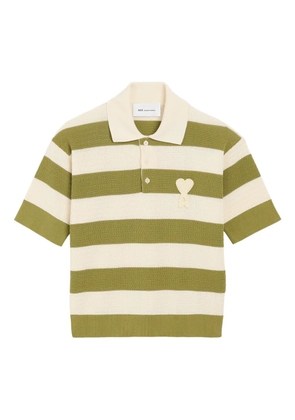 AMI Paris Ami De Coeur striped polo top - Neutrals
