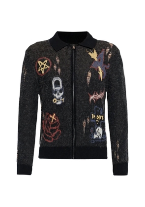 AllSaints zipped graphic cardigan - Black