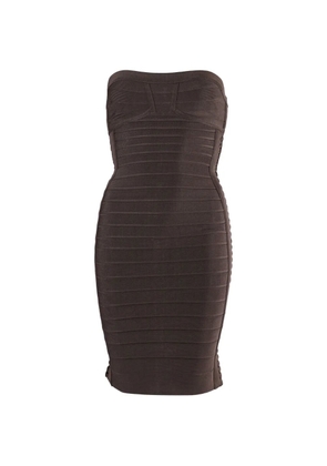 Herve Leger strapless midi dress - Brown