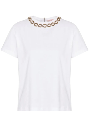 Valentino Garavani bead-trim cotton T-shirt - White