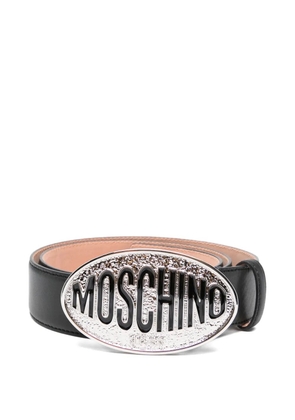 Moschino oval-buckle leather belt - Black