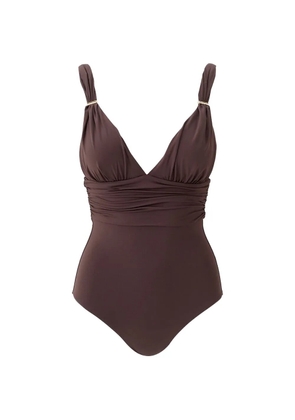 Melissa Odabash Panarea V-neck ruched swimsuit - Brown