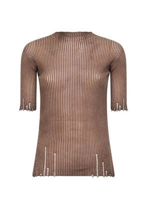 Uma Wang scalloped-edges T-shirt - Brown