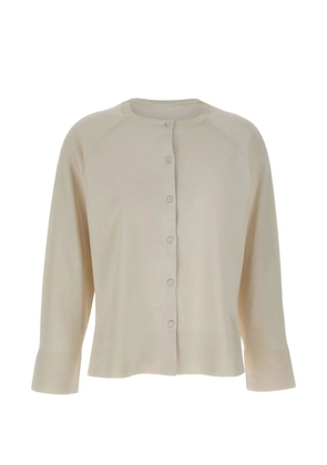 ELENA MIRO` ribbed-trims buttoned cardigan - Neutrals
