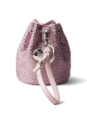 Prada mini Icon satin and crystals keychain charm - Pink