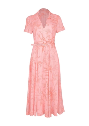 Monique Lhuillier belted floral-print maxi dress - Pink