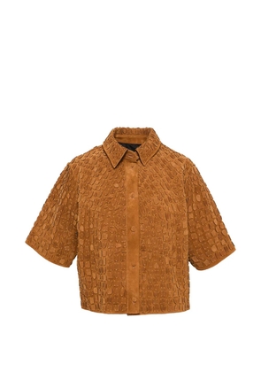 Yves Salomon suede short-sleeve shirt - Brown