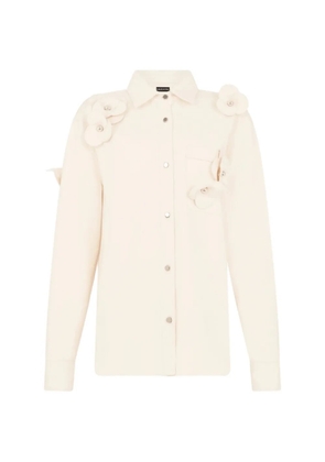 David Koma 3D Flower denim shirt - Neutrals