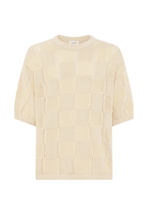 Laneus knitted check T-shirt - Neutrals
