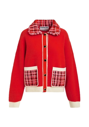 Essentiel Antwerp tweed-collar patch-pocket cardigan - Red