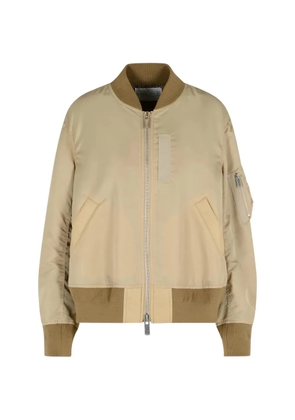 sacai ribbed-trims bomber jacket - Neutrals