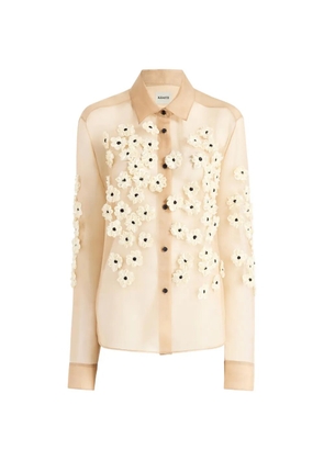KHAITE Argo floral-embellished shirt - Neutrals