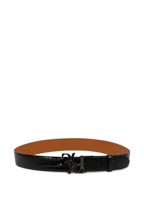 Billionaire crocco-effect buckle belt - Black