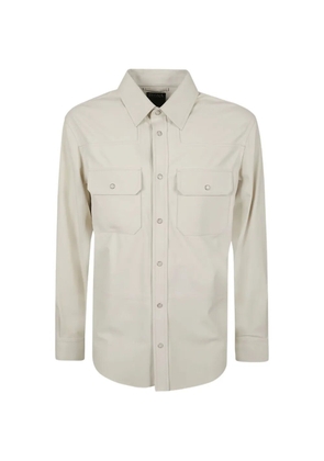 Zegna buttoned-up pocket-detail leather shirt - Neutrals