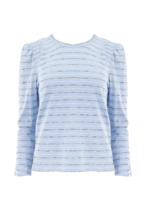 Veronica Beard Bouvet gathered-detail striped T-shirt - Blue