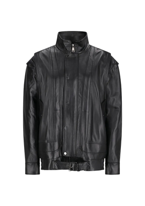 Alessandra Rich removable-sleeve leather bomber jacket - Black