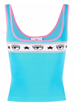 Chiara Ferragni eye-motif knitted vest top - Blue