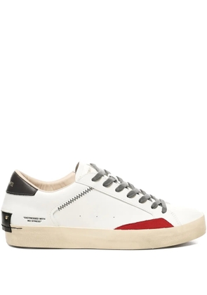 Crime London Distressed leather-panelled stitching sneakers - White