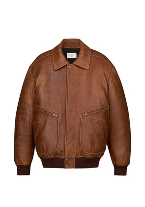 Saint Laurent zip leather jacket - Brown