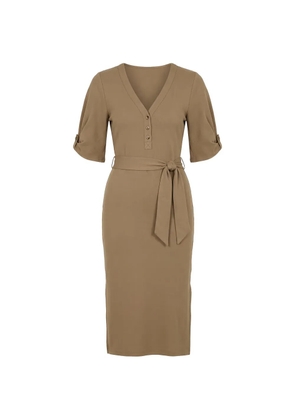 Lauren Ralph Lauren puff-sleeve belted dress - Neutrals