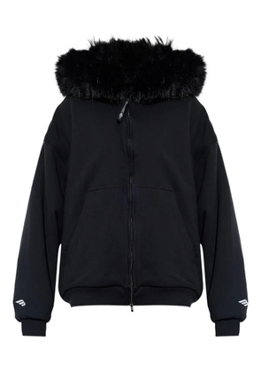 Balenciaga faux-fur trim hoodie - Black
