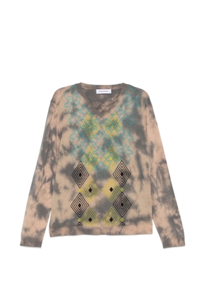 Kiko Kostadinov Hatha geometric-pattern tie-dye V-neck sweater - Neutrals