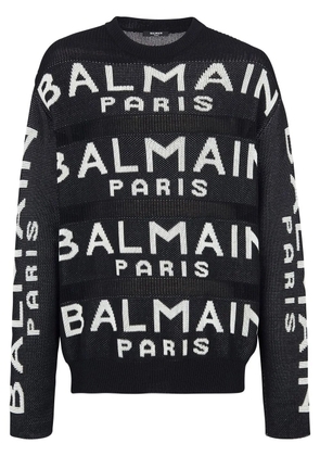 Balmain logo-intarsia knitted jumper - Black