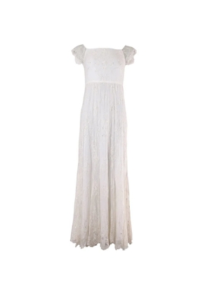alice + olivia embellished scalloped gown - White