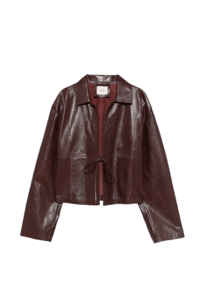 Alysi tie-fastening leather jacket - Purple