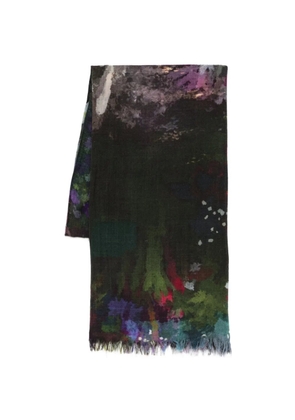 YAVI print fringed scarf - Green