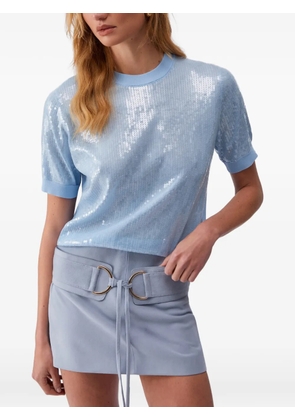 LIU JO sequin-embelished round-neck blouse - Blue