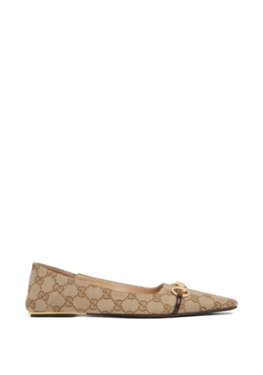 Gucci Vittoria horsebit-detail GG-pattern ballet flats - Neutrals