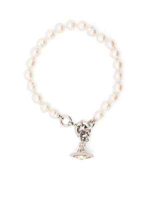 Vivienne Westwood logo-charm pearl bracelet - Neutrals