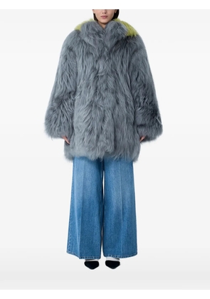 Marni single-breasted shearling coat - Grey