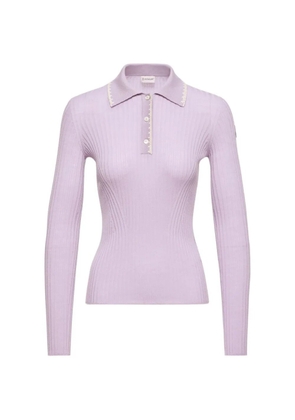 Moncler ribbed polo shirt - Purple