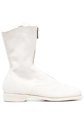 Guidi round-toe leather boots - White