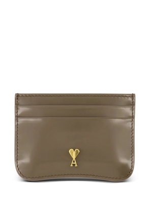 AMI Paris logo-plaque calfskin cardholder - Green