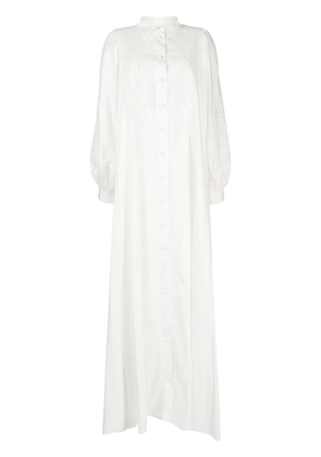 Elie Saab laser-cut embroidered cotton kaftan - White