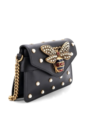 Gucci Pre-Owned Broadway Pearly Bee Embellished Leather Mini shoulder bag - Black