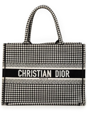 Christian Dior Pre-Owned 2019 Medium Canvas Houndstooth Embroidered Book tote bag - Black
