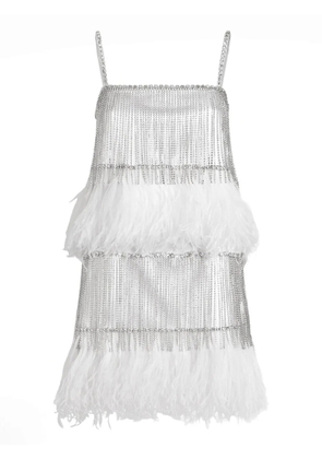 Dolce & Gabbana crystal-fringe feather mini dress - Grey
