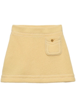 Prada triangle-logo cashmere miniskirt - Yellow